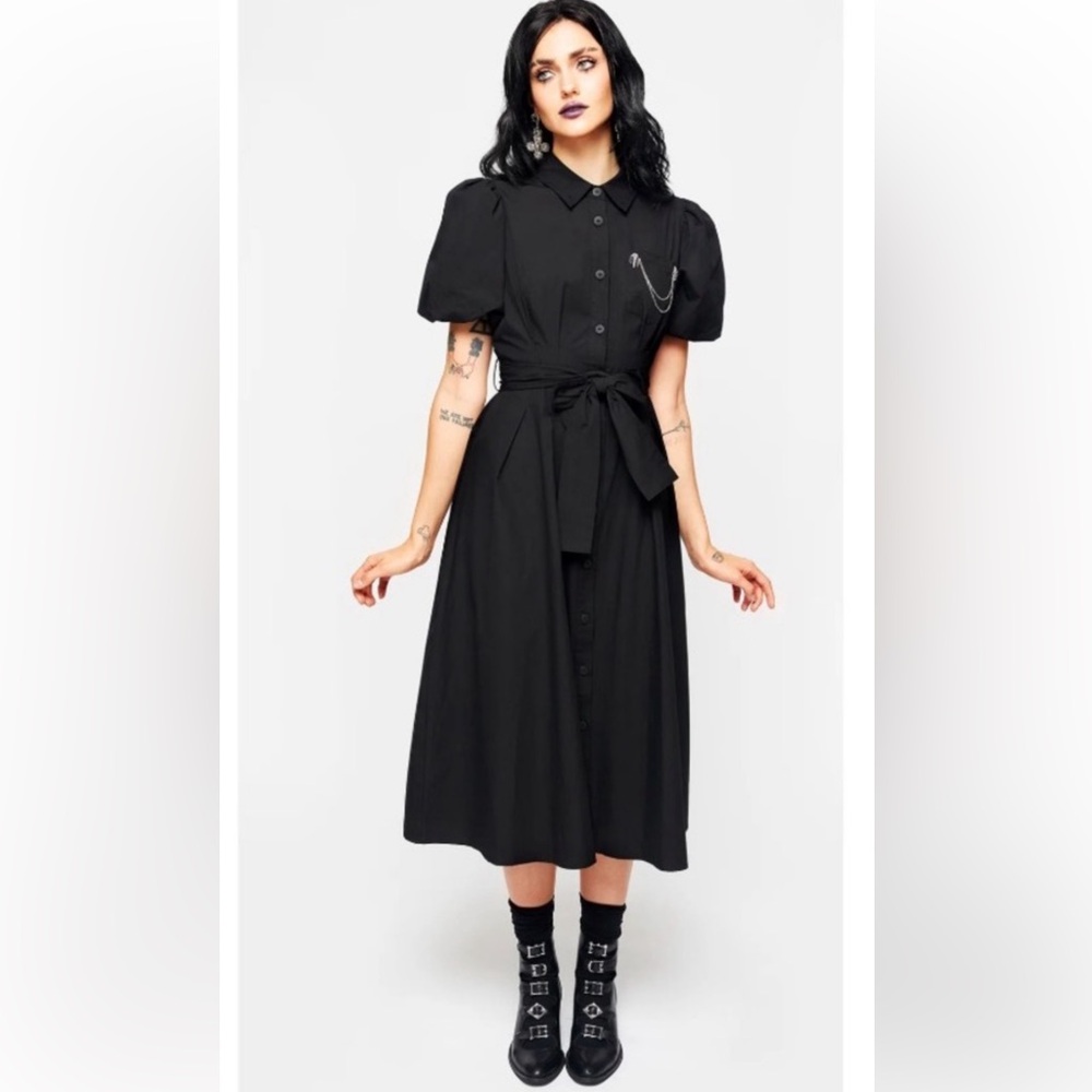Disturbia sold out skeleton work dress sz 16 USA goth witchy coven 2xl ak47 gun - Picture 1 of 13